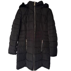 Calvin Klein Women's Black Mid-Length Puffer Coat